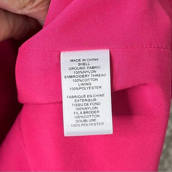 CeCe Dress Women’s 2 Hot Pink Embroidered Flower Sleeveless Shift - Picture 6 of 7